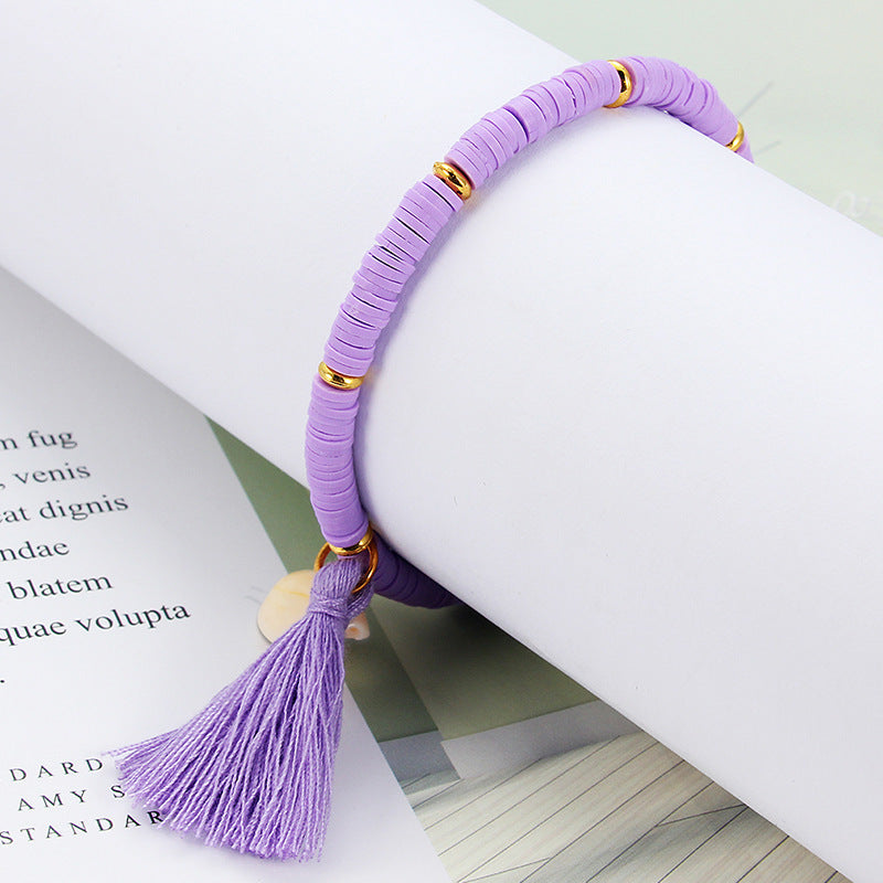 Wholesale Colorful Soft Pottery Shell Tassel Bracelet